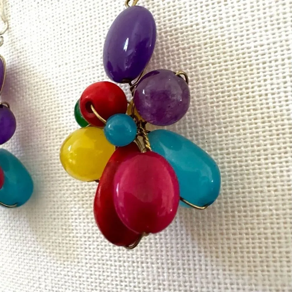 Colorful beaded dangling earrings